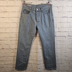 Levis Premium 501 Jeans Mens 34x32 Blue Straight Button Fly Big E Light